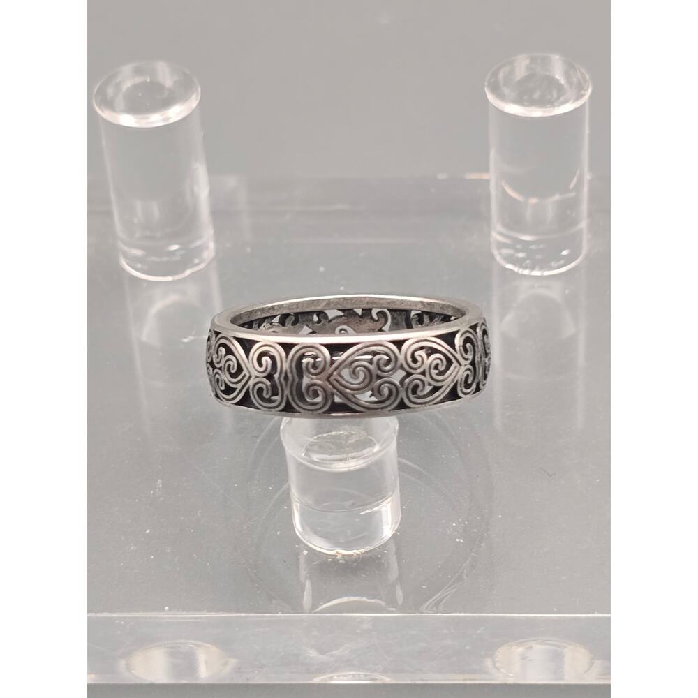 925 Sterling Silver Scroll Band Ring 5mm Oxidized Filigree Women's Size 6-9